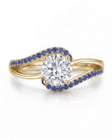 Kelly – Natural Round Diamond & Sapphire Split-Shank Engagement Ring