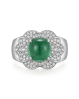 【Ships Fast】PT900 Sugarloaf Emerald Diamond Cluster Ring