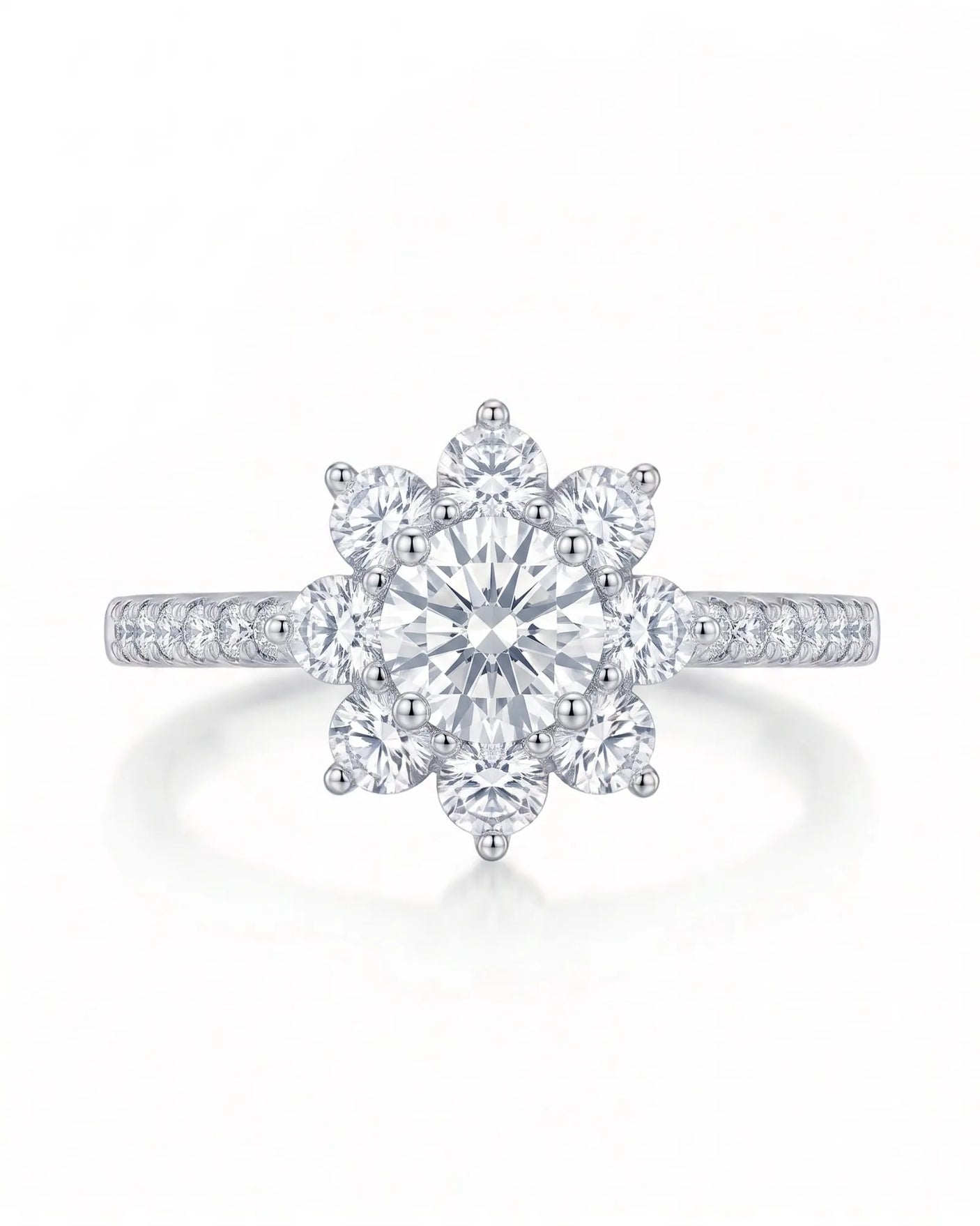 Rhoda – Fortune Compass Natural Round Diamond Floral Halo Engagement Ring