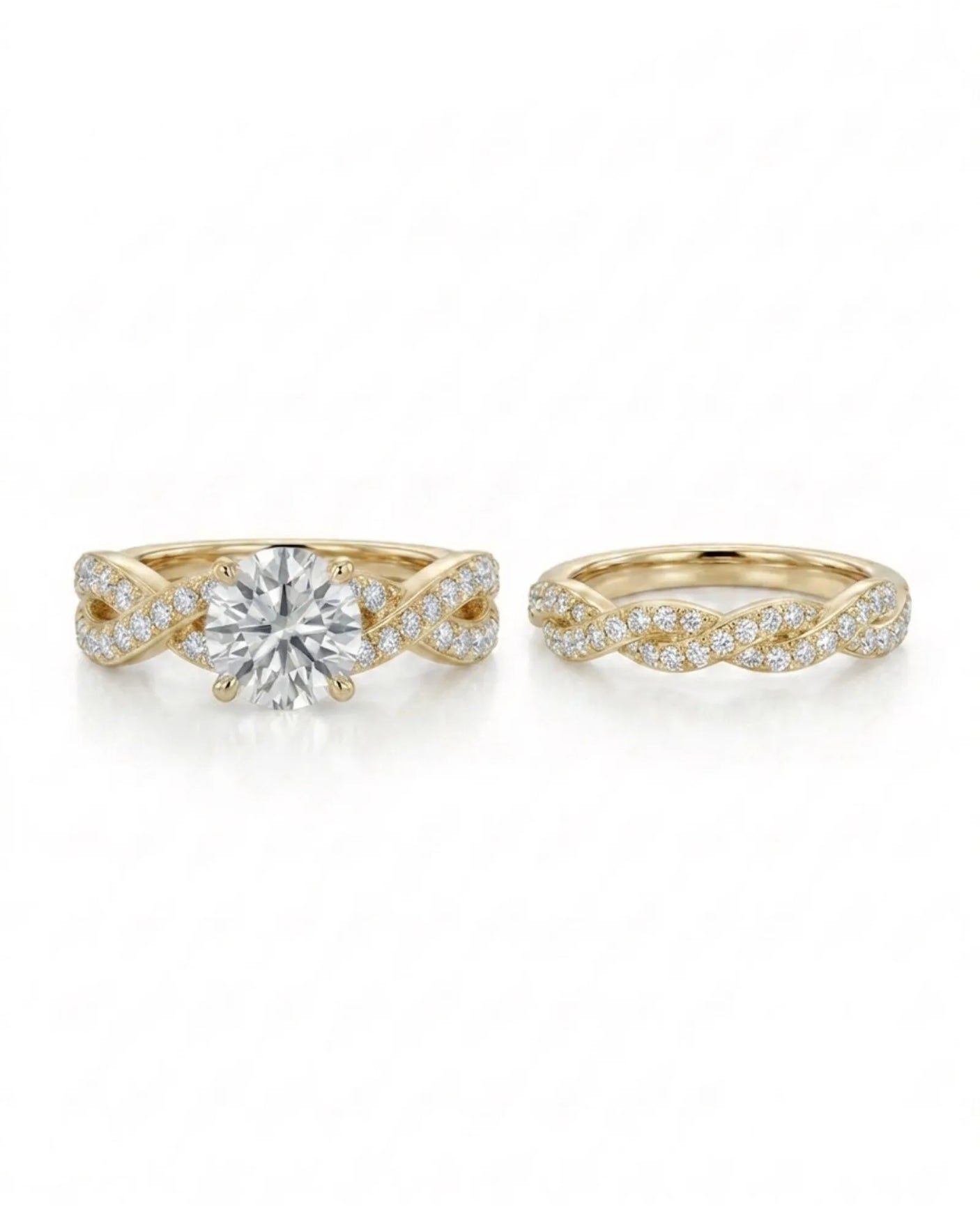 Donna – Natural Round Diamond Twisted-Shank Bridal Set