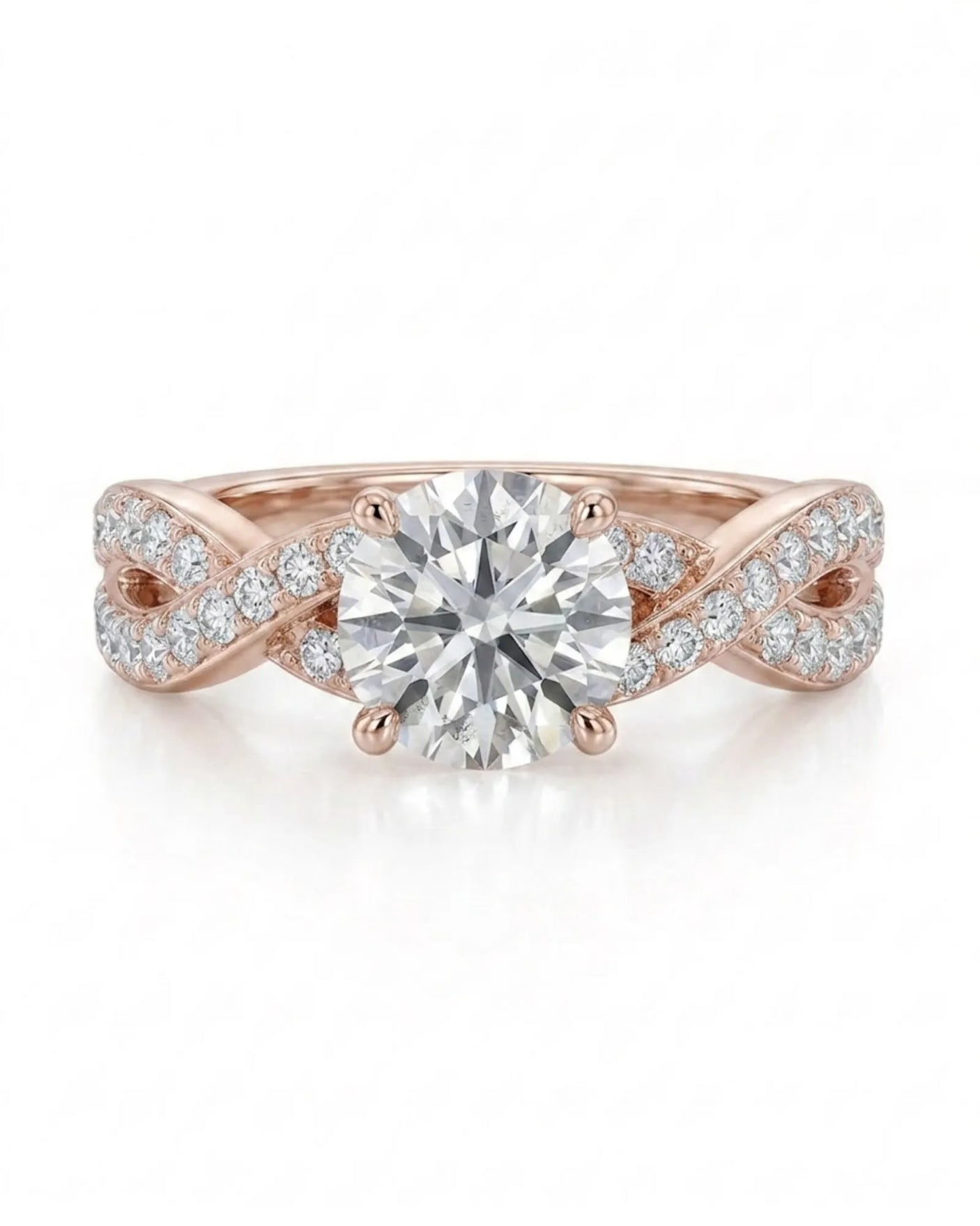 Donna – Natural Round Diamond Twisted-Shank Bridal Set