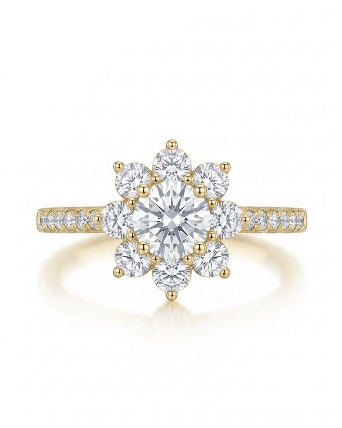 Rhoda – Fortune Compass Natural Round Diamond Floral Halo Engagement Ring