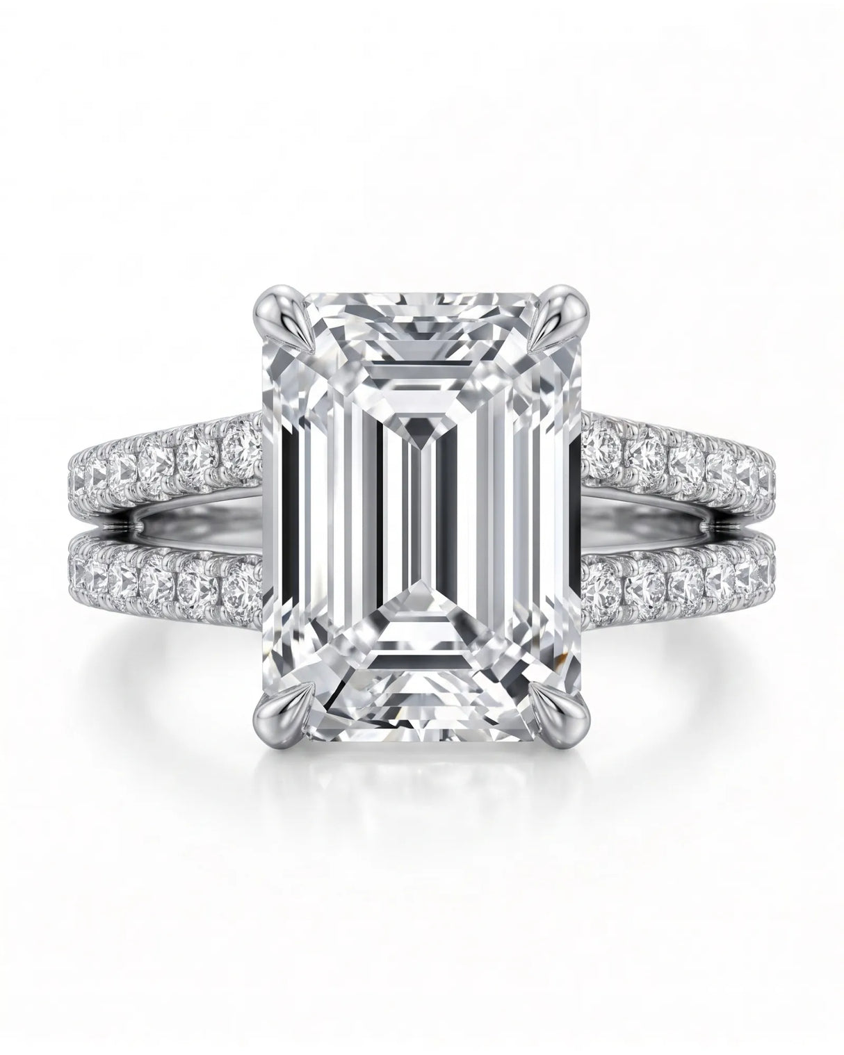 Lilah – Natural Emerald-Cut Diamond Split-Shank Engagement Ring