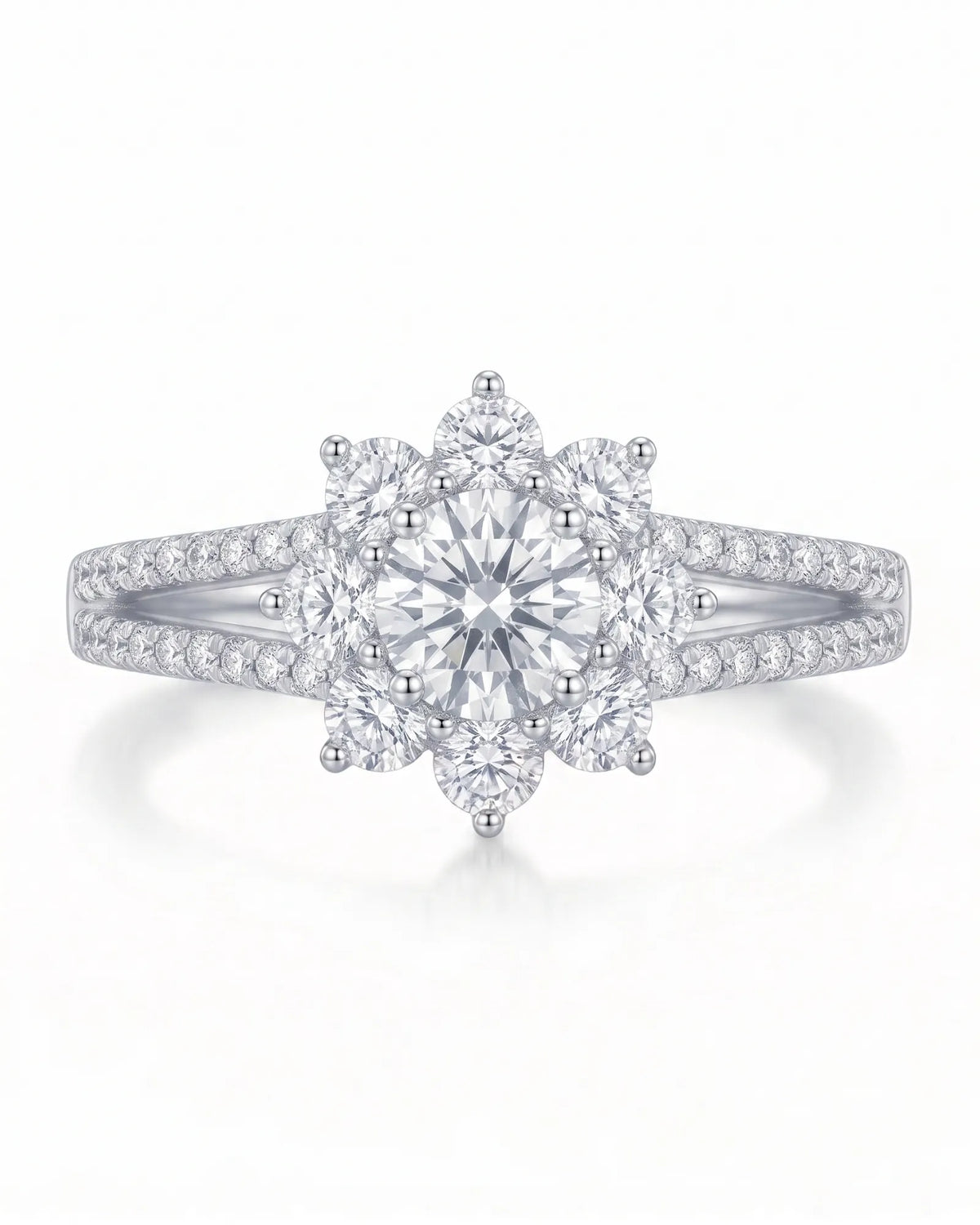 Gail – Fortune Compass II Natural Round Diamond Star Halo Engagement Ring