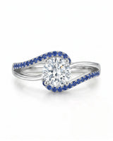 Kelly – Natural Round Diamond & Sapphire Split-Shank Engagement Ring