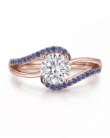 Kelly – Natural Round Diamond & Sapphire Split-Shank Engagement Ring