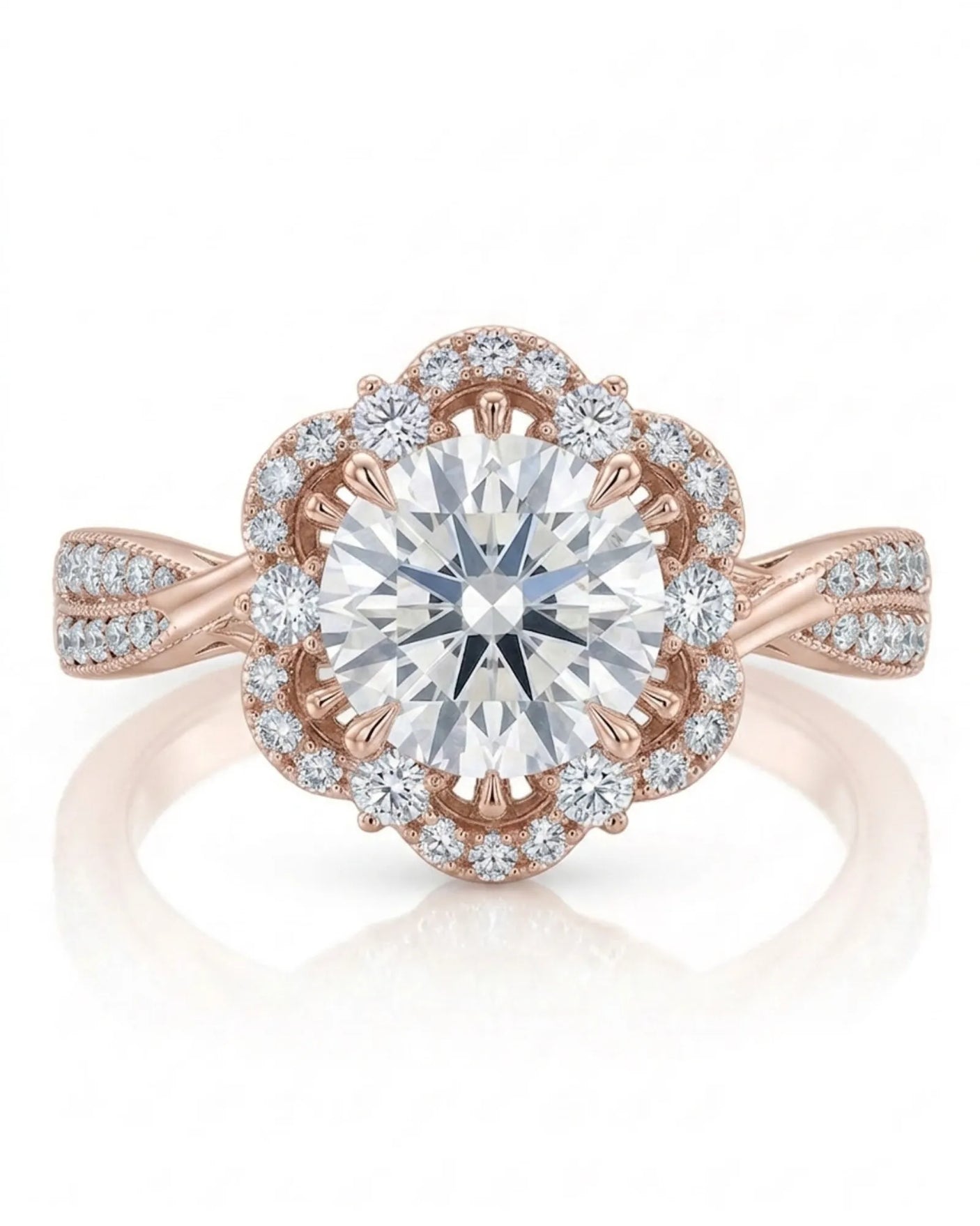 Madea – Radiant Embrace Natural Round Diamond Double Halo Ring