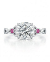 Regina – Natural Round Diamond & Ruby Celtic Knot Engagement Ring