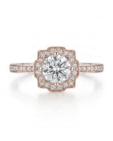 Elise – Natural Round Diamond Square Halo Engagement Ring