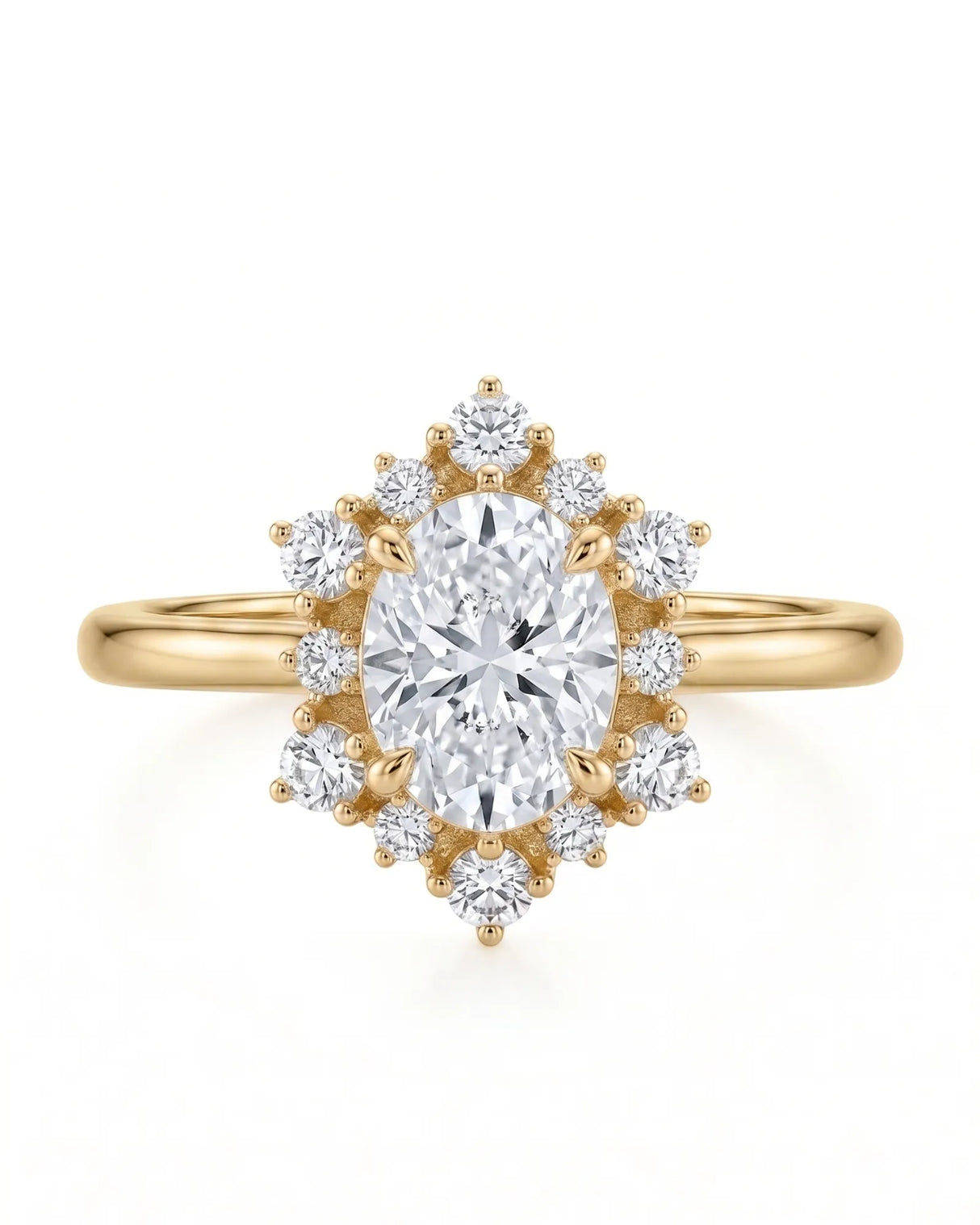 Julia – Natural Oval Diamond Floral Halo Engagement Ring