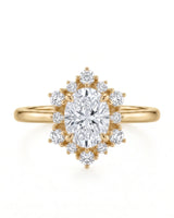 Julia – Natural Oval Diamond Floral Halo Engagement Ring