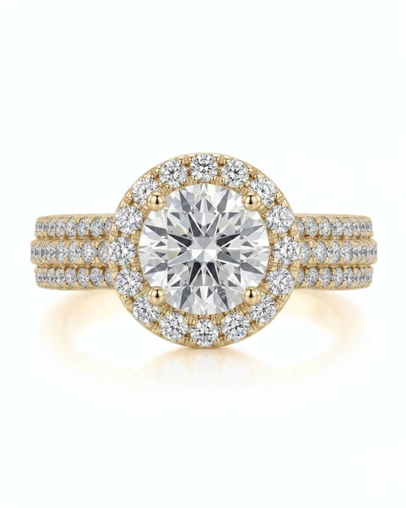 Yumi – Lumina Crown Natural Round Diamond Halo Engagement Ring