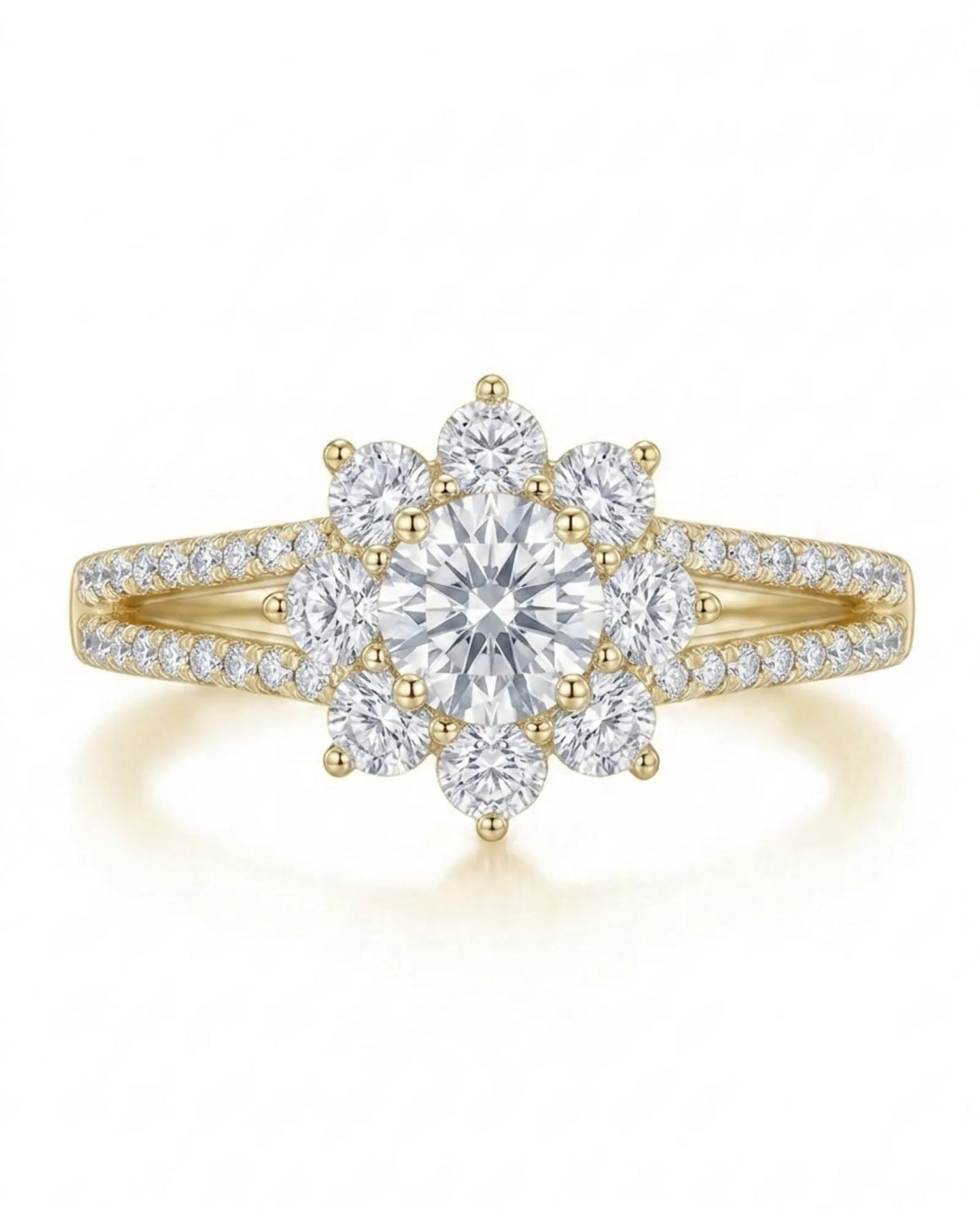 Rhoda – Fortune Compass Natural Round Diamond Floral Halo Engagement Ring