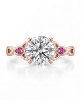 Regina – Natural Round Diamond & Ruby Celtic Knot Engagement Ring