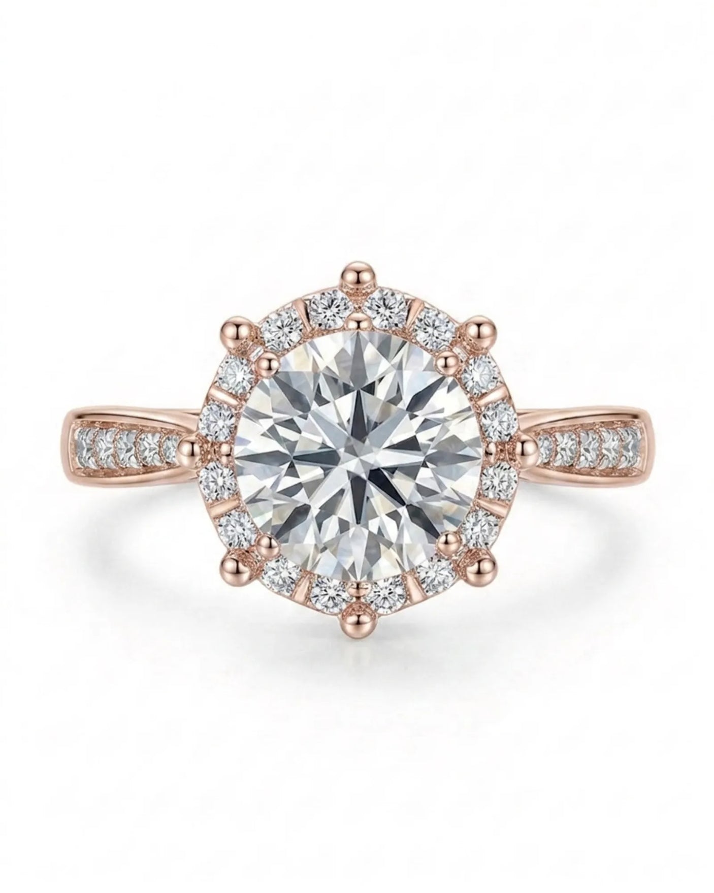 Yulisa – Eternal Flame Natural Round Diamond Halo Engagement Ring