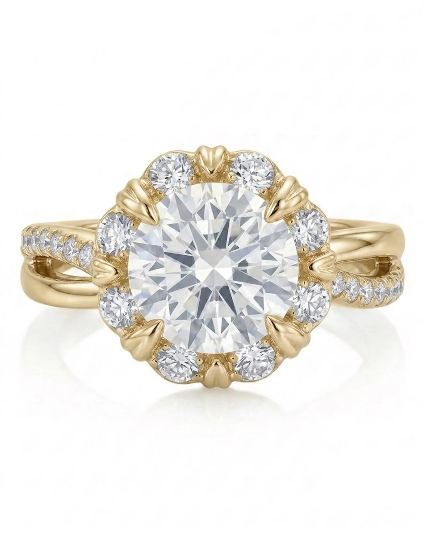 Merida – Sweet Serenity Natural Round Diamond Floral Halo Ring