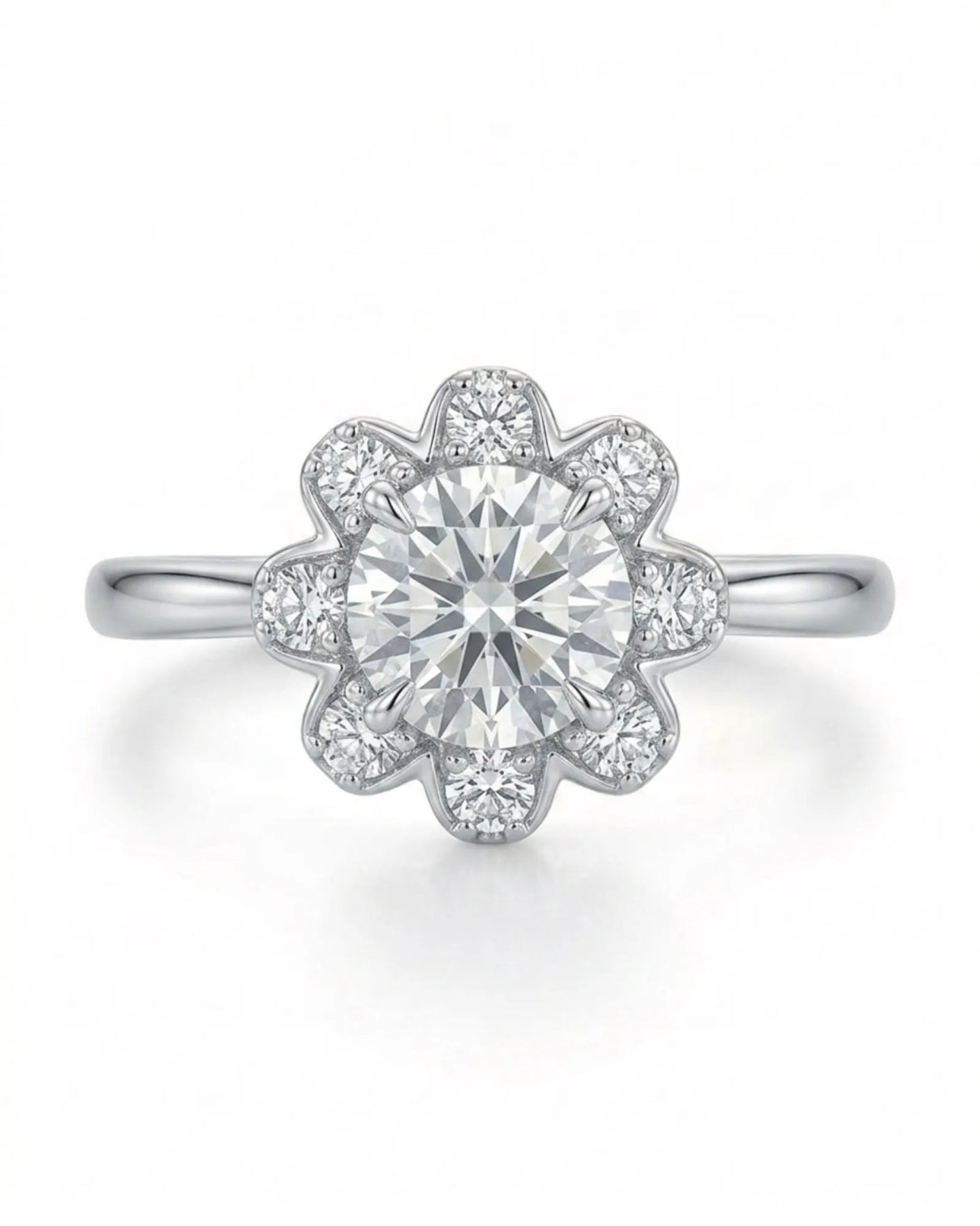 Celine – Natural Round Diamond Halo Engagement Ring