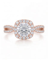 Sandra – Natural Round Diamond Halo Split-Shank Engagement Ring