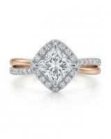 Renea – Majestic Grace Natural Round Diamond Two-Tone Halo Ring