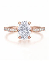 Jade – Natural Oval Diamond Six-Prong Pavé Engagement Ring
