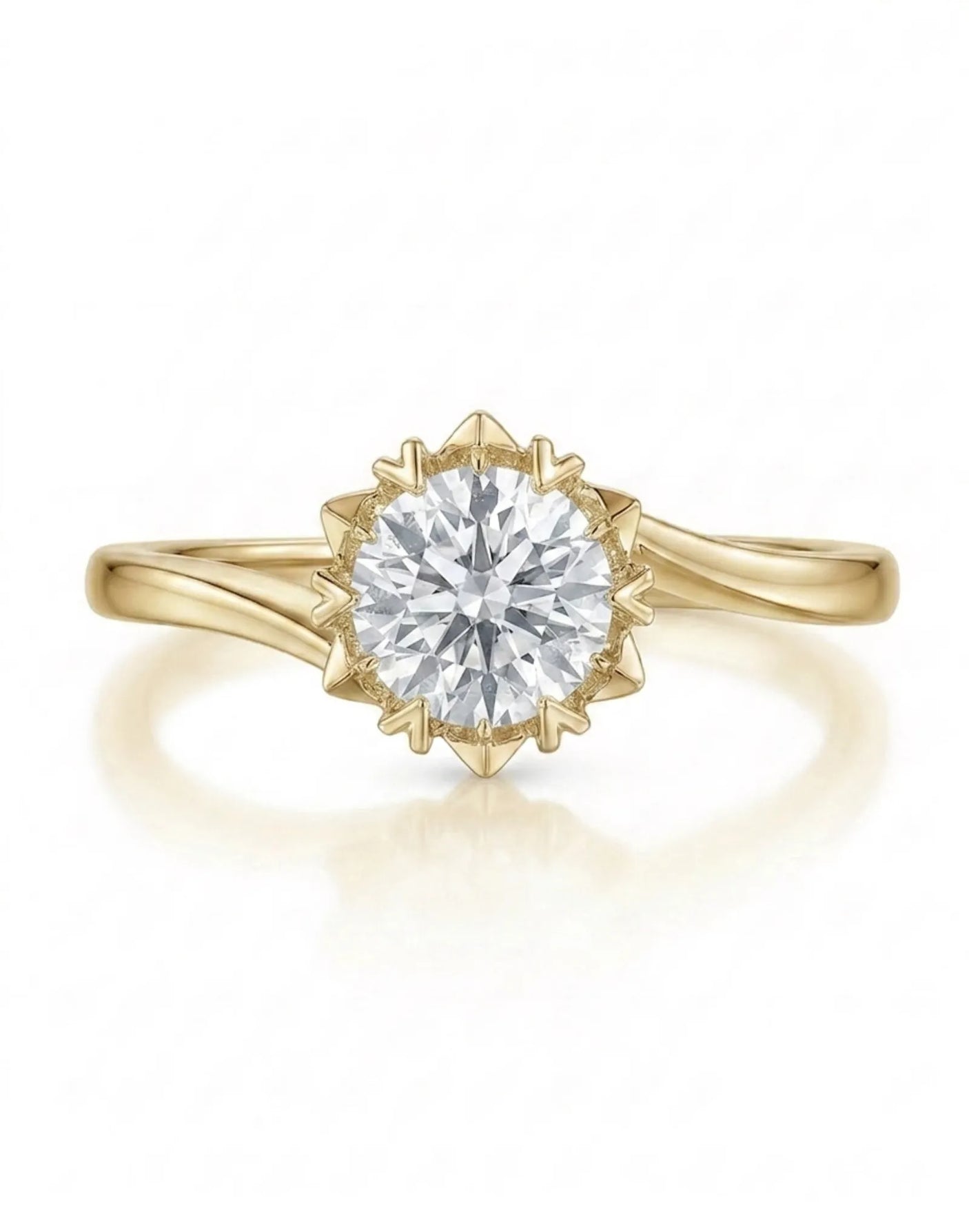 Camille – Natural Round Diamond Snowflake Twisted-Shank Engagement Ring