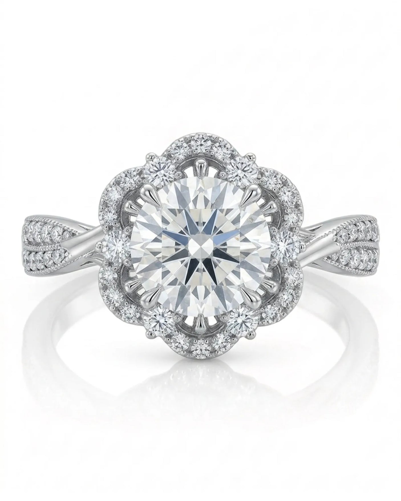 Madea – Radiant Embrace Natural Round Diamond Double Halo Ring