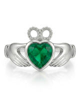 Coronet Heart Emerald Claddagh Ring