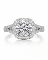 Evana – Natural Round Diamond Halo Split-Shank Engagement Ring