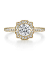 Elise – Natural Round Diamond Square Halo Engagement Ring