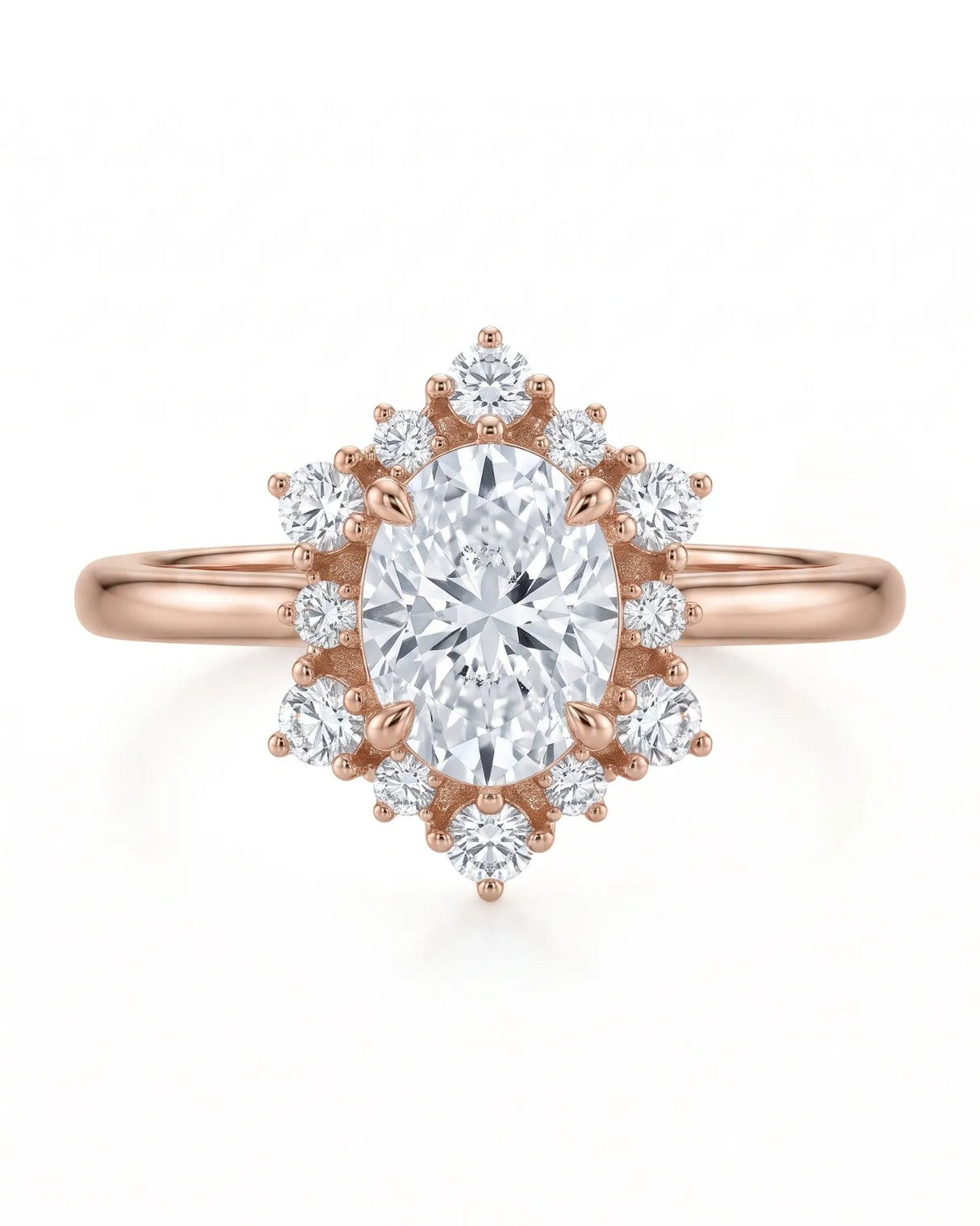Julia – Natural Oval Diamond Floral Halo Engagement Ring