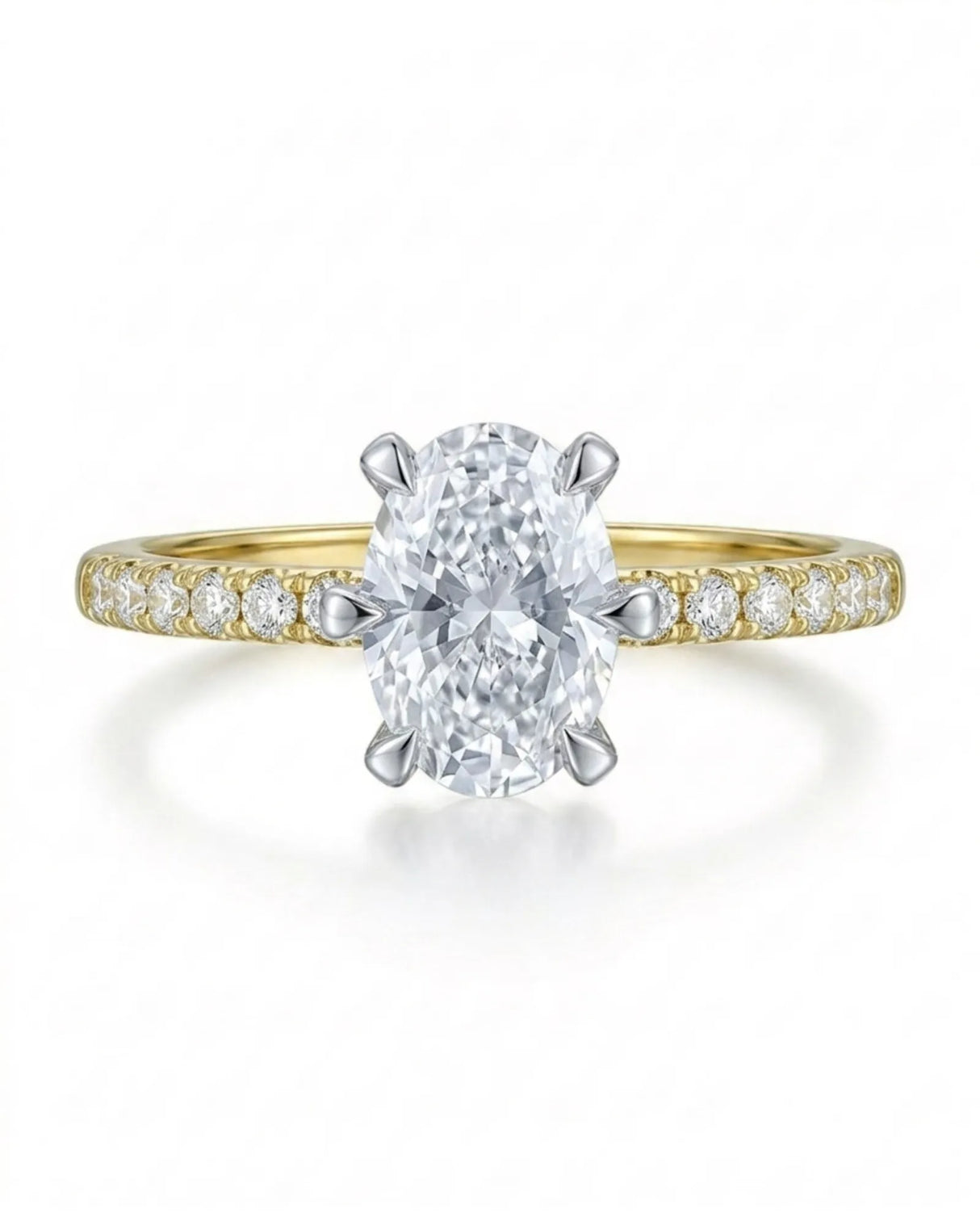 Jade – Natural Oval Diamond Six-Prong Pavé Engagement Ring