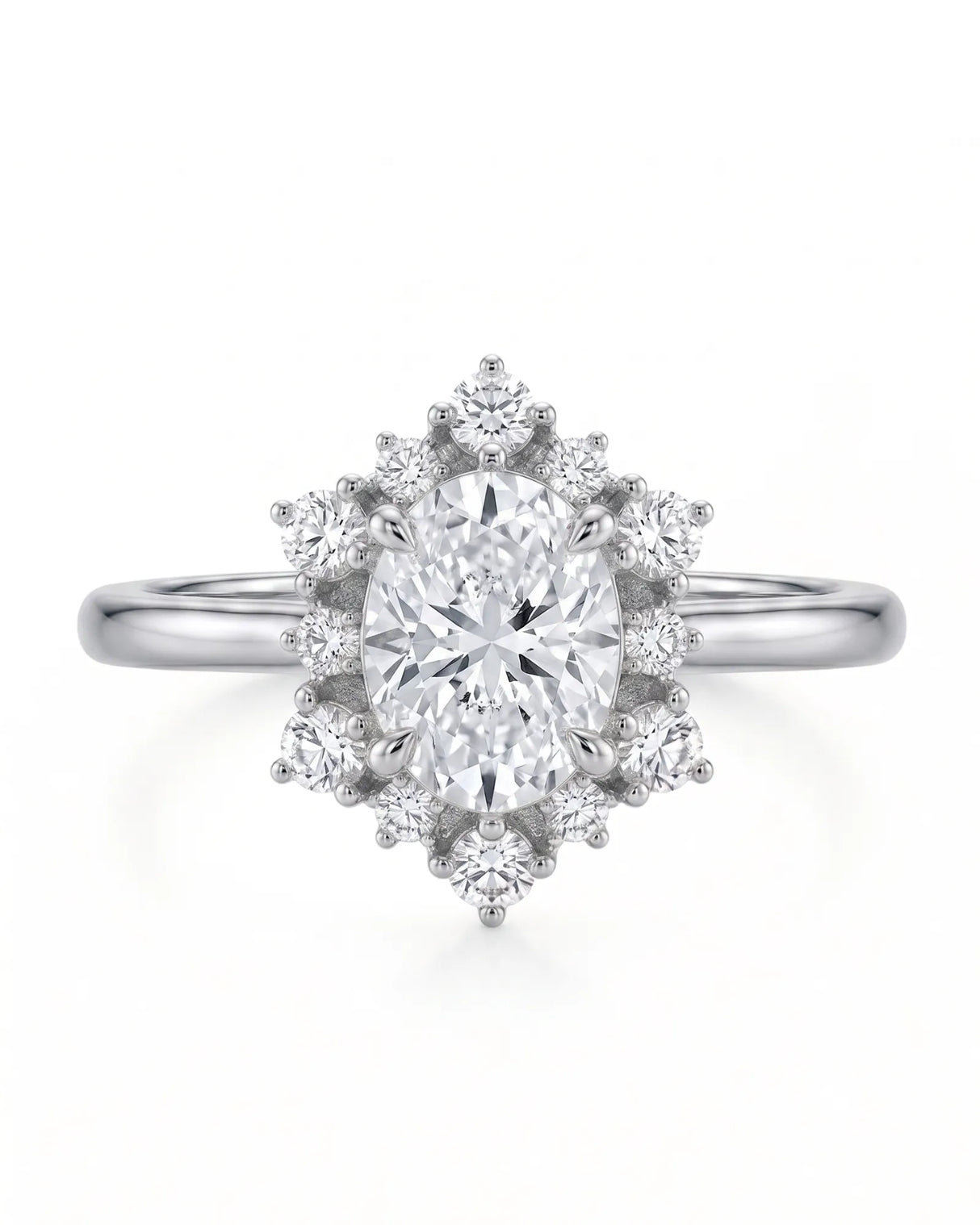 Julia – Natural Oval Diamond Floral Halo Engagement Ring