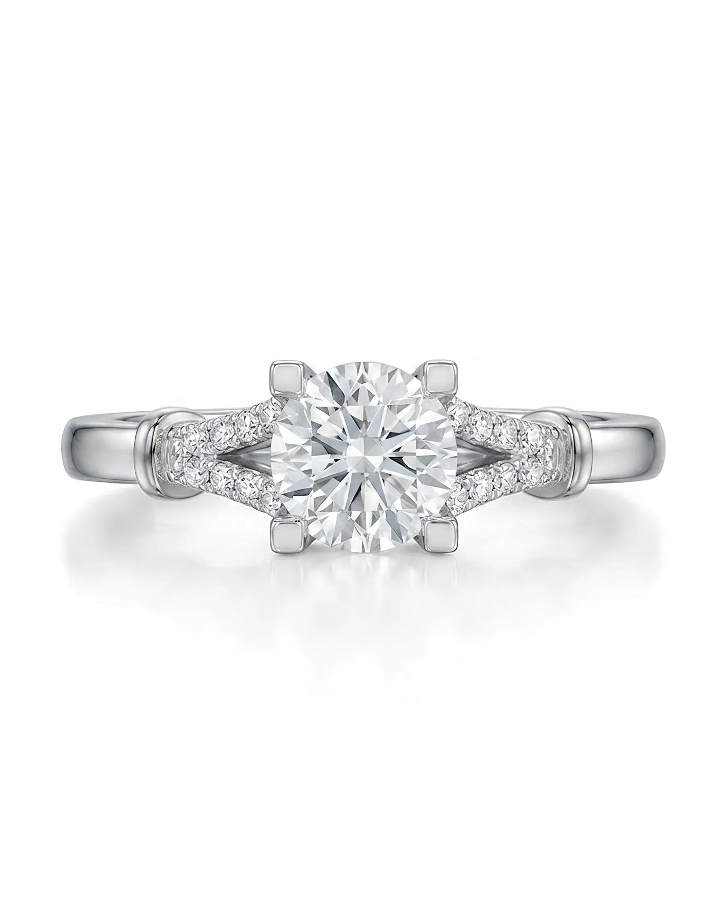Noemie – Natural Round Diamond Split-Shank Engagement Ring