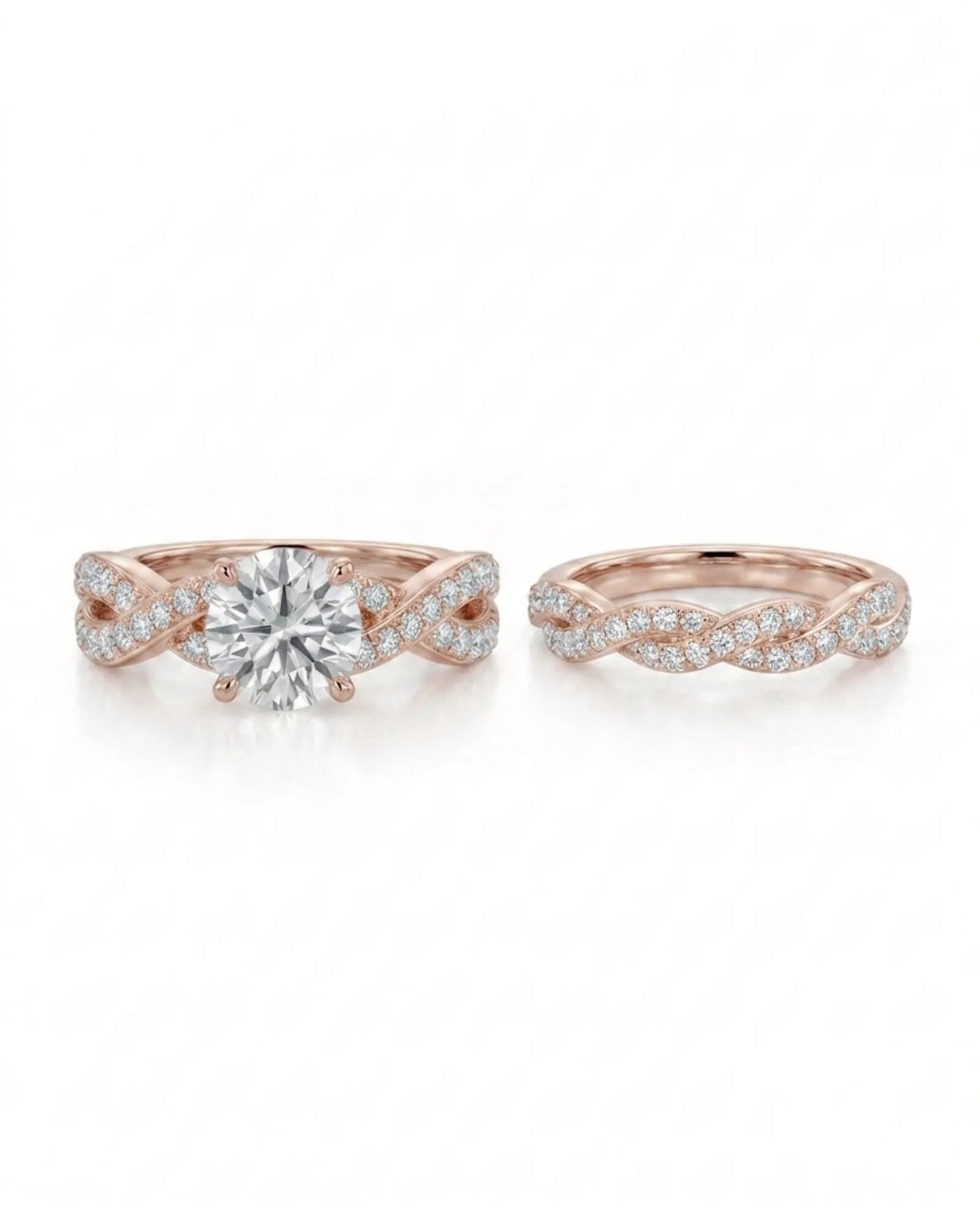 Donna – Natural Round Diamond Twisted-Shank Bridal Set