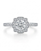 Elise – Natural Round Diamond Square Halo Engagement Ring
