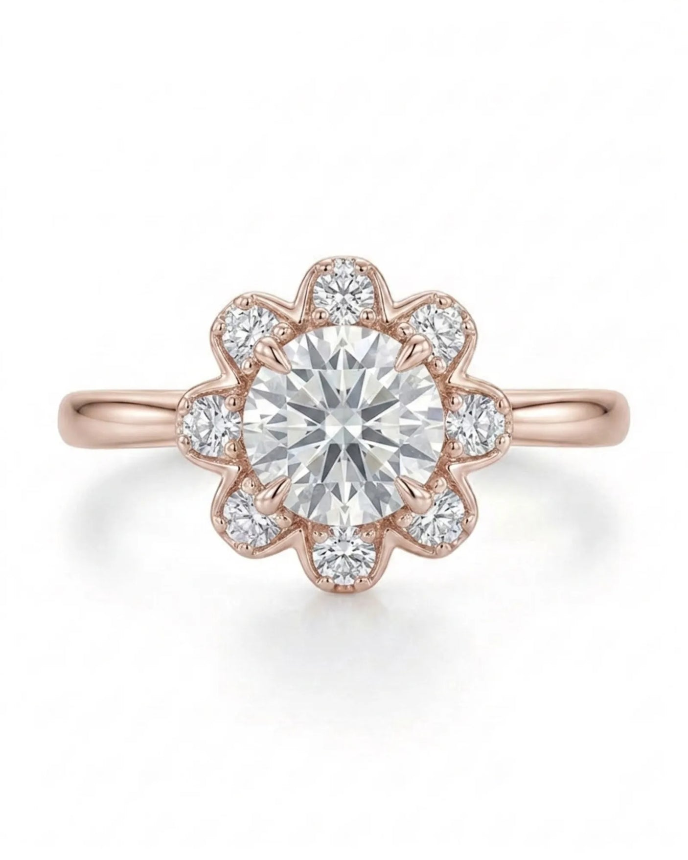 Celine – Natural Round Diamond Halo Engagement Ring