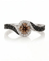 Esther – Natural Champagne Diamond Halo Engagement Ring
