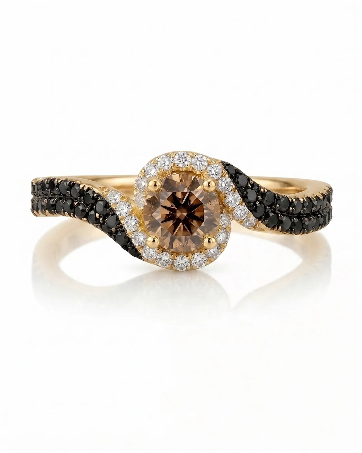 Esther – Natural Champagne Diamond Halo Engagement Ring