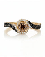 Esther – Natural Champagne Diamond Halo Engagement Ring