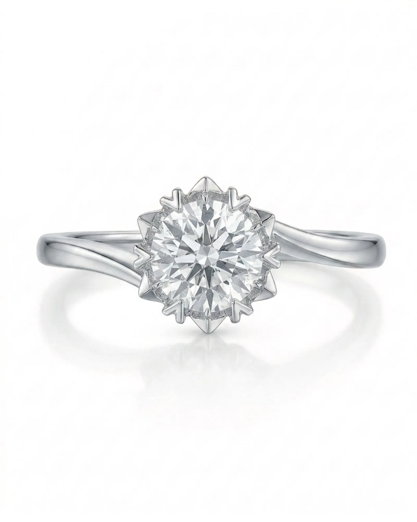 Camille – Natural Round Diamond Snowflake Twisted-Shank Engagement Ring