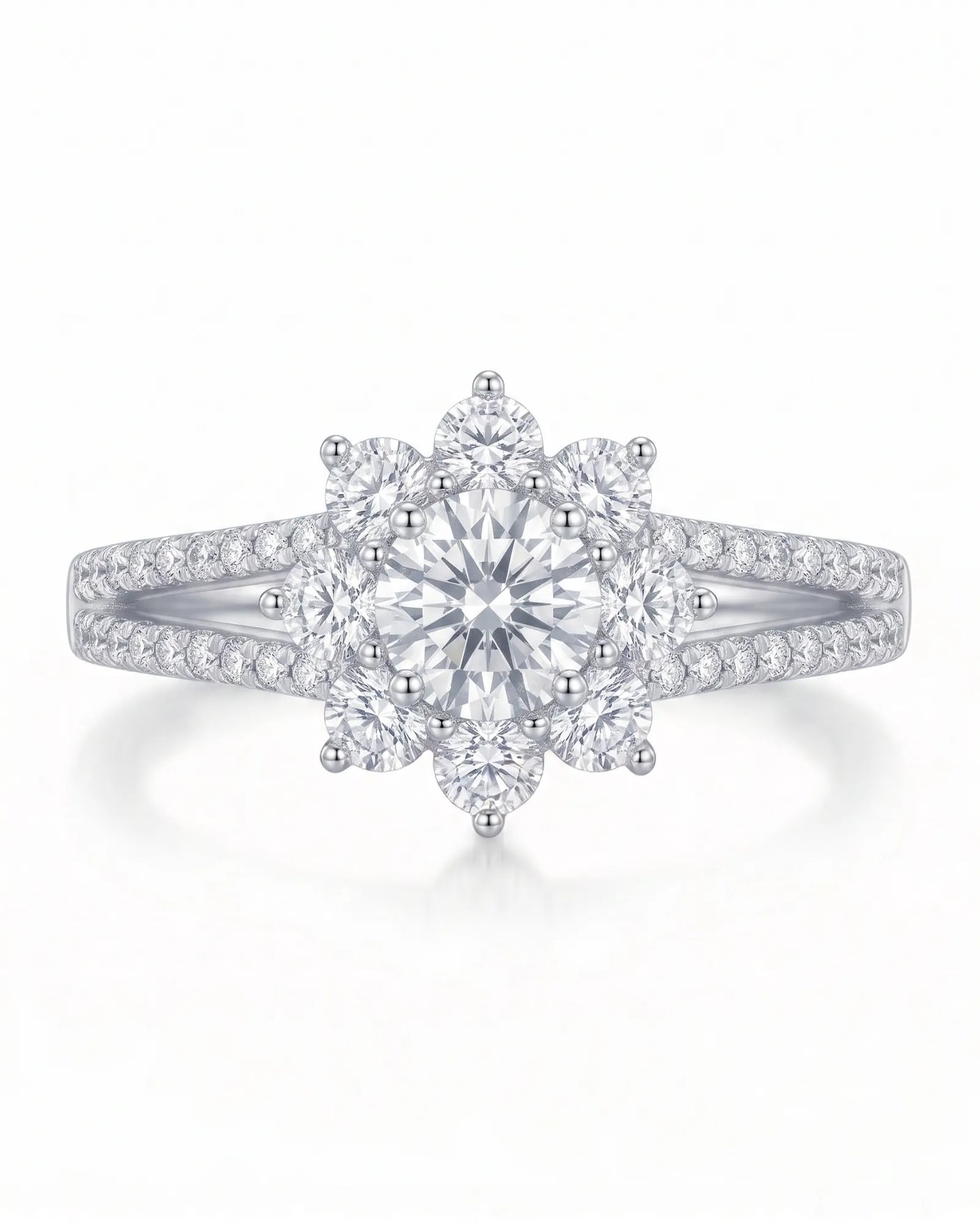 Rhoda – Fortune Compass Natural Round Diamond Floral Halo Engagement Ring