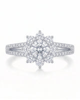 Rhoda – Fortune Compass Natural Round Diamond Floral Halo Engagement Ring