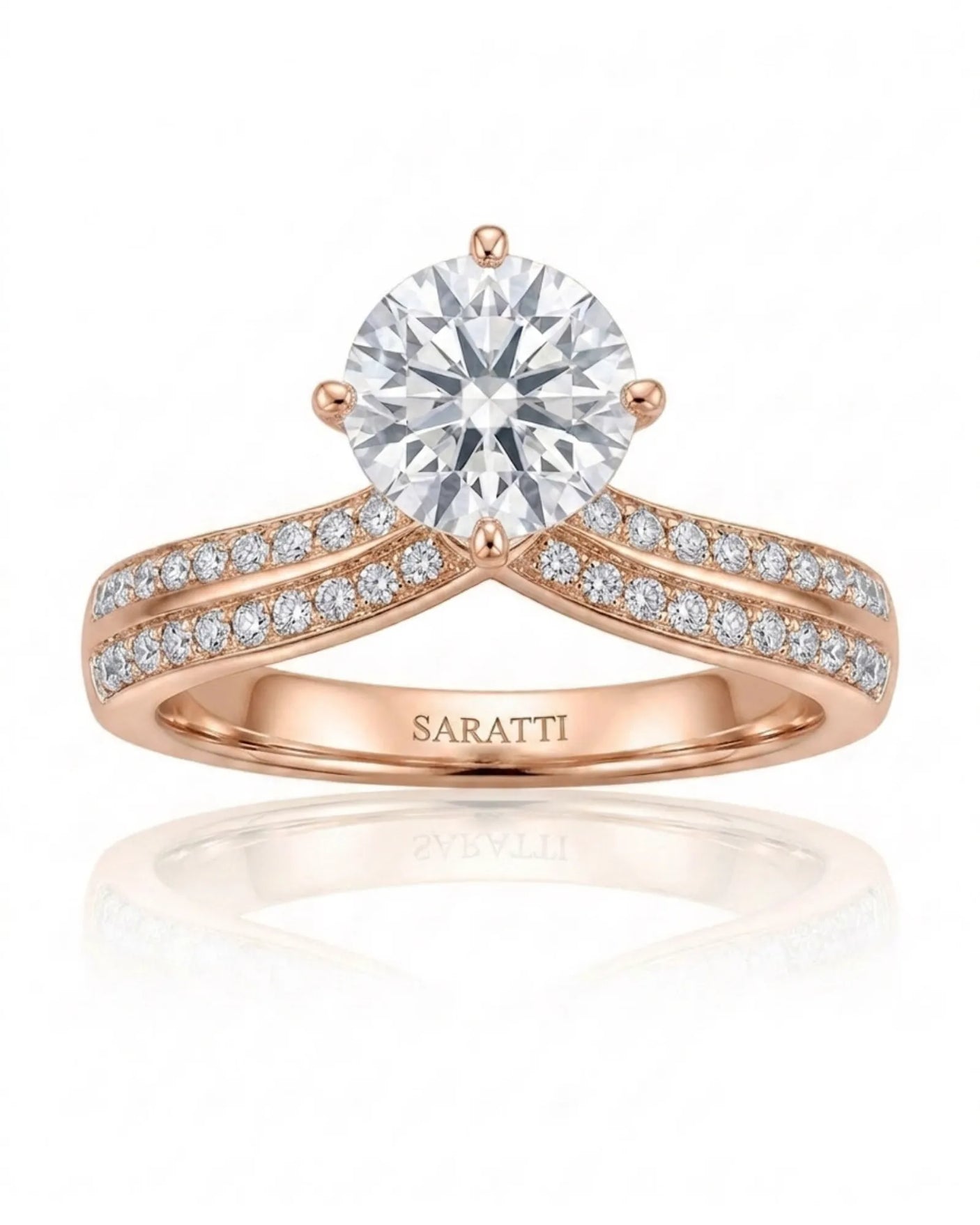 Dessina – Sublime Radiance Natural Round Diamond Tiara Split-Shank Ring
