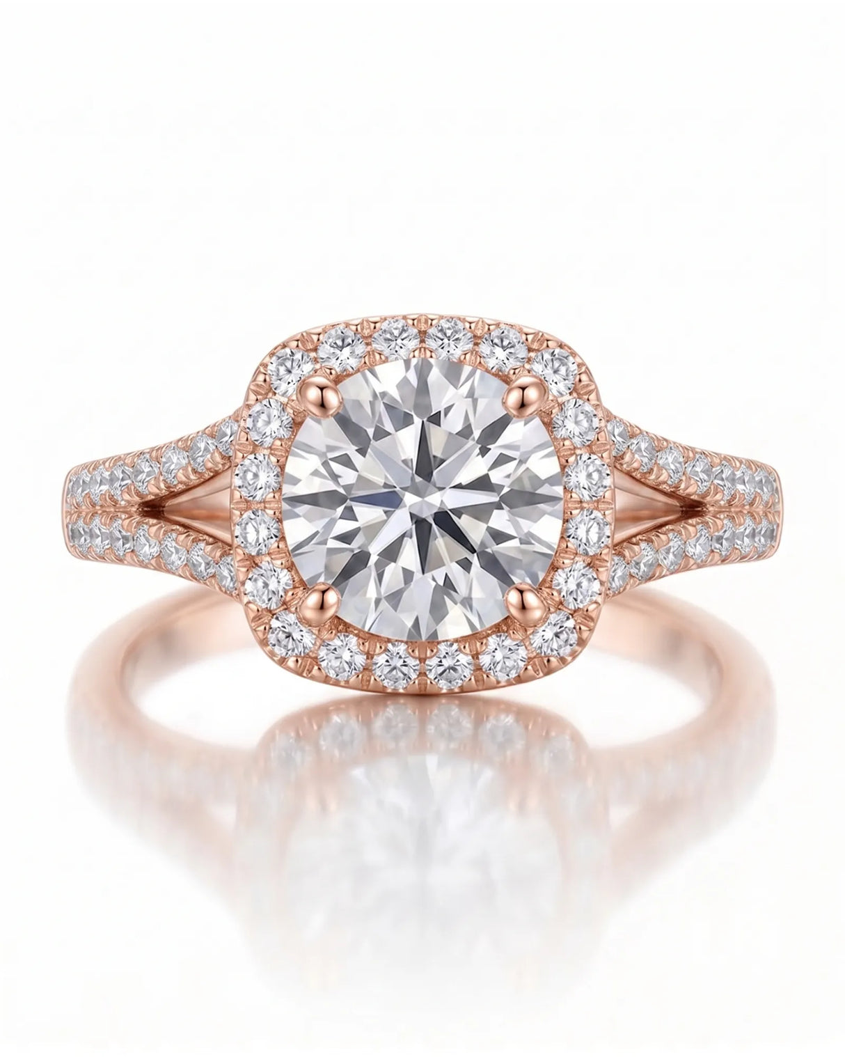 Evana – Natural Round Diamond Halo Split-Shank Engagement Ring