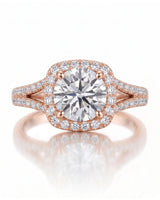 Evana – Natural Round Diamond Halo Split-Shank Engagement Ring