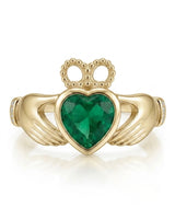 Coronet Heart Emerald Claddagh Ring