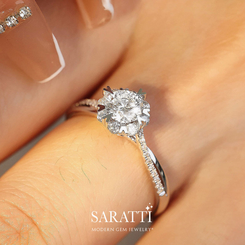 Engagement Ring with Twisted Shank | Modern Gem Jewelry | Saratti