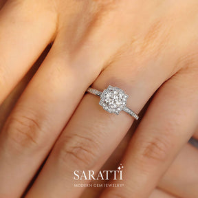 Halo Diamond Engagement Ring | Modern Gem Jewelry | Saratti