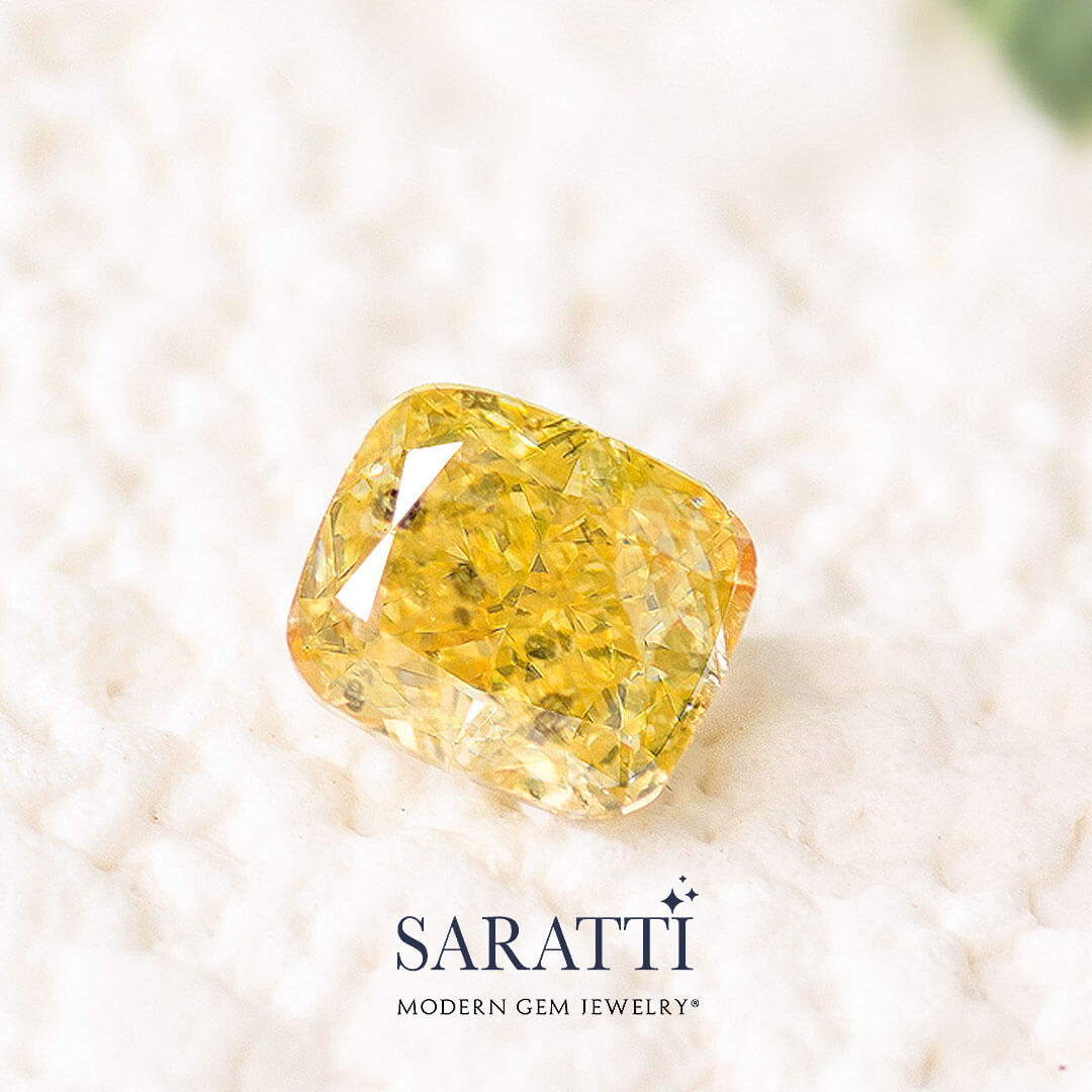 Cushion Cut Yellow Diamond 0.3 Carat| Modern Gem Jewelry | Saratti