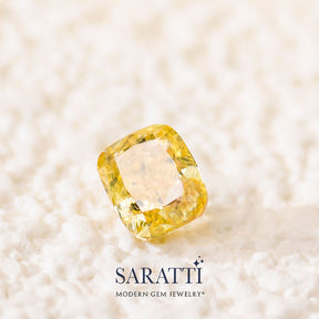 0.3 Carat Cushion Cut Natural Yellow Diamond | Modern Gem Jewelry | Saratti
